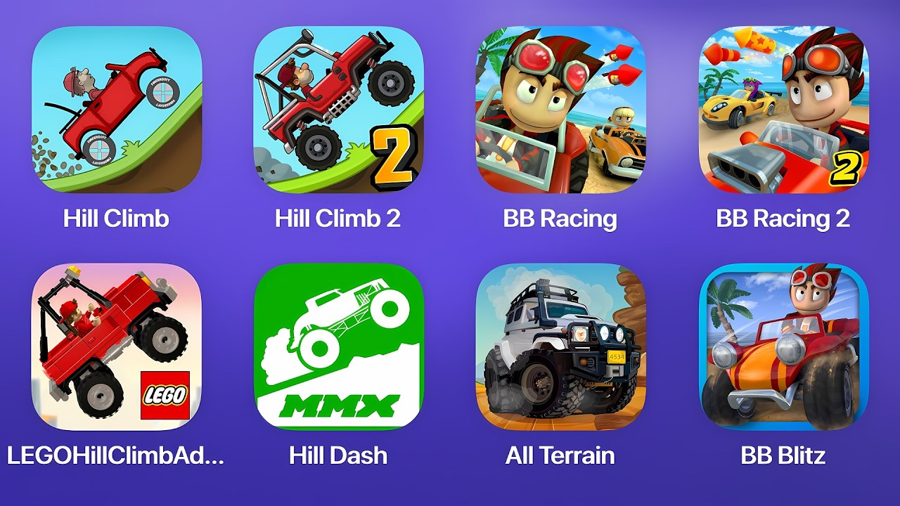 Hill Climb, Hill Climb 2, BB Racing, BB Racing 2, LEGO Hill Climb, HillDash, All Terrain, BB Blitz