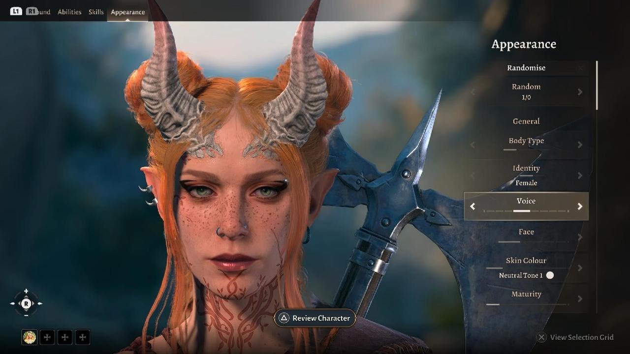 Baldur's Gate 3 beautiful female character creation red-haired ps5
