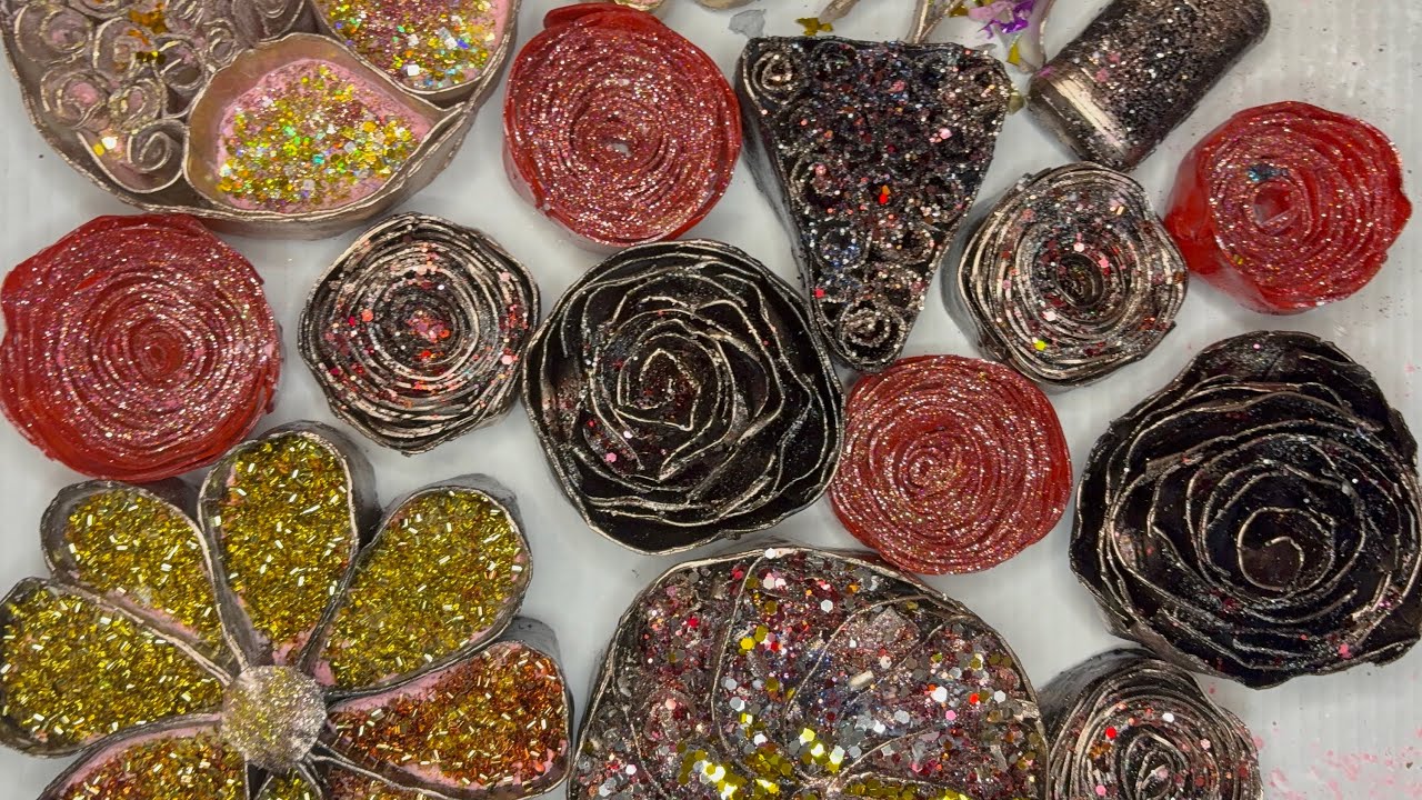 ✨ Glitter Flower Soap ASMR | Relaxing Crunchy Sounds 🌹