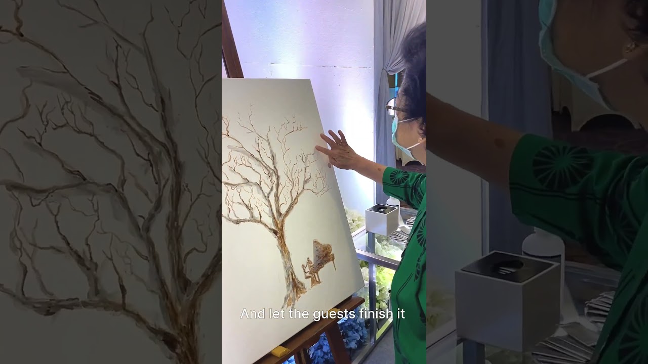 The Fingerprint Tree - painted by the couple, finished by the  wedding guest #shorts #wedding