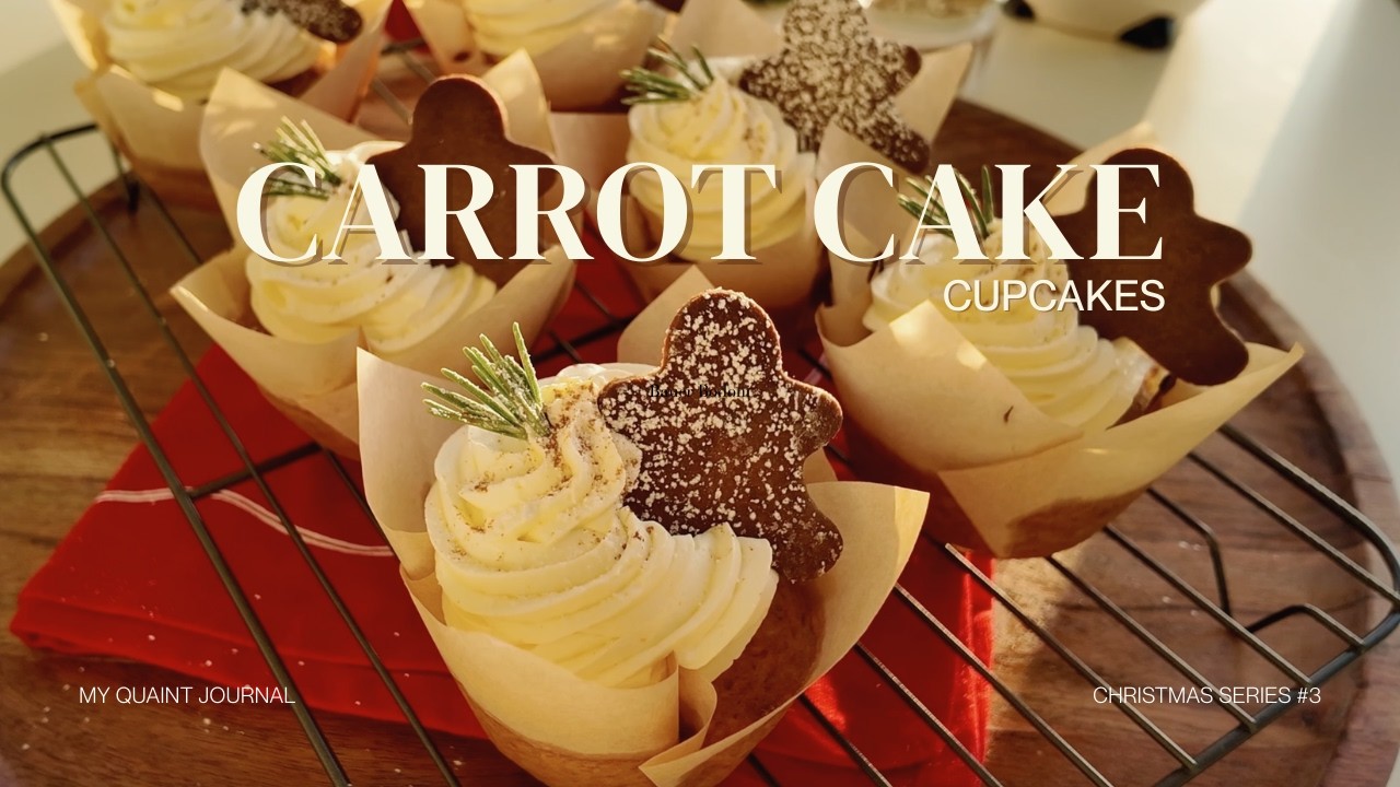Carrot Cake Cupcakes with Cream Cheese Frosting 🥕🧁 | Holiday Baking at Home 🎄 | Christmas Diaries #3