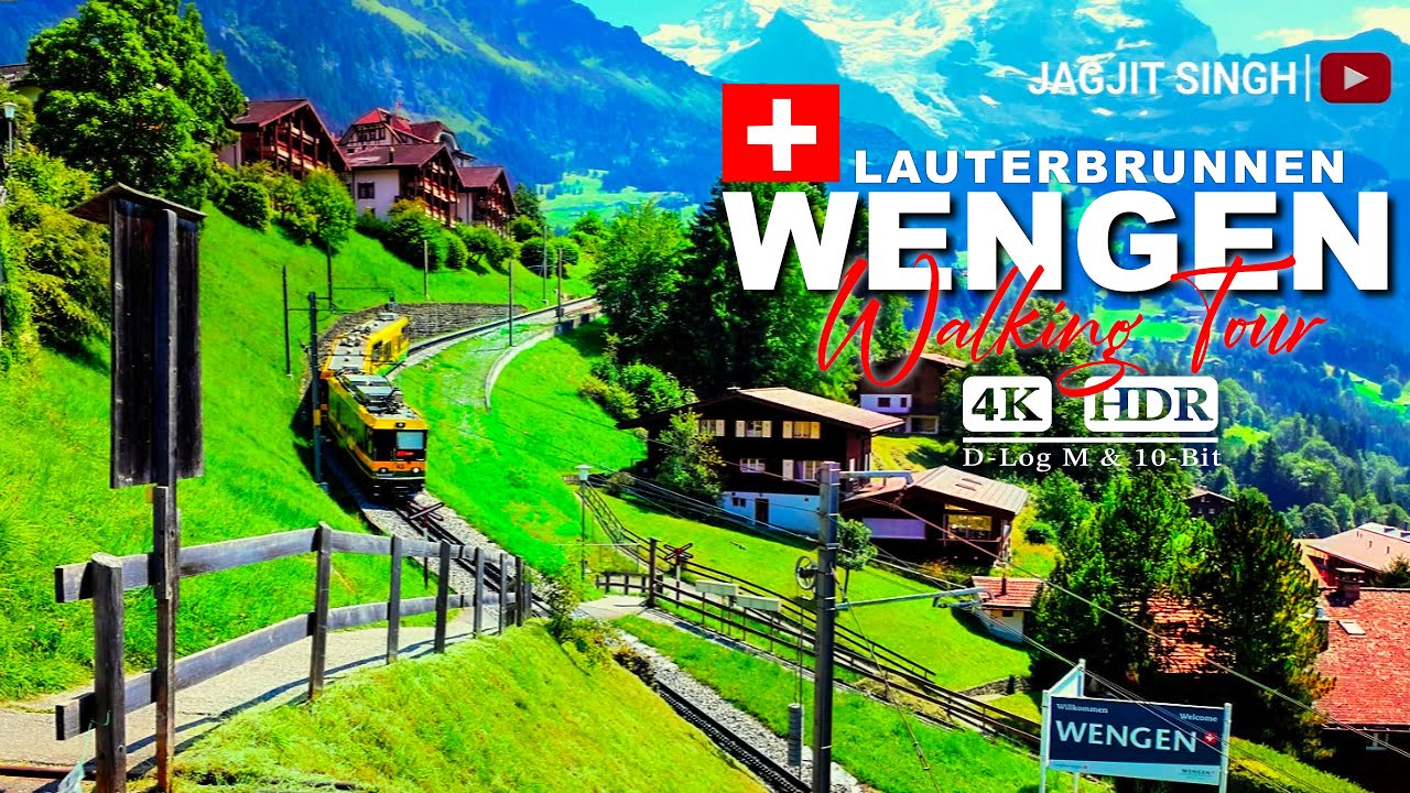 Switzerland I 4 I WENGEN in Swiss Alps ski village Car-free I 4K Walking Tour