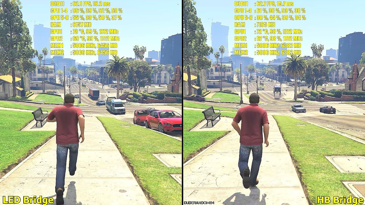 GTA 5 HB Bridge Vs LED Bridge 5K GTA 5 Frame Rate Comparison