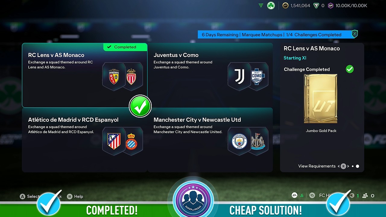 Главные матчи FC 26 - RC Lens против AS Monaco SBC - Недорогие решения и советы