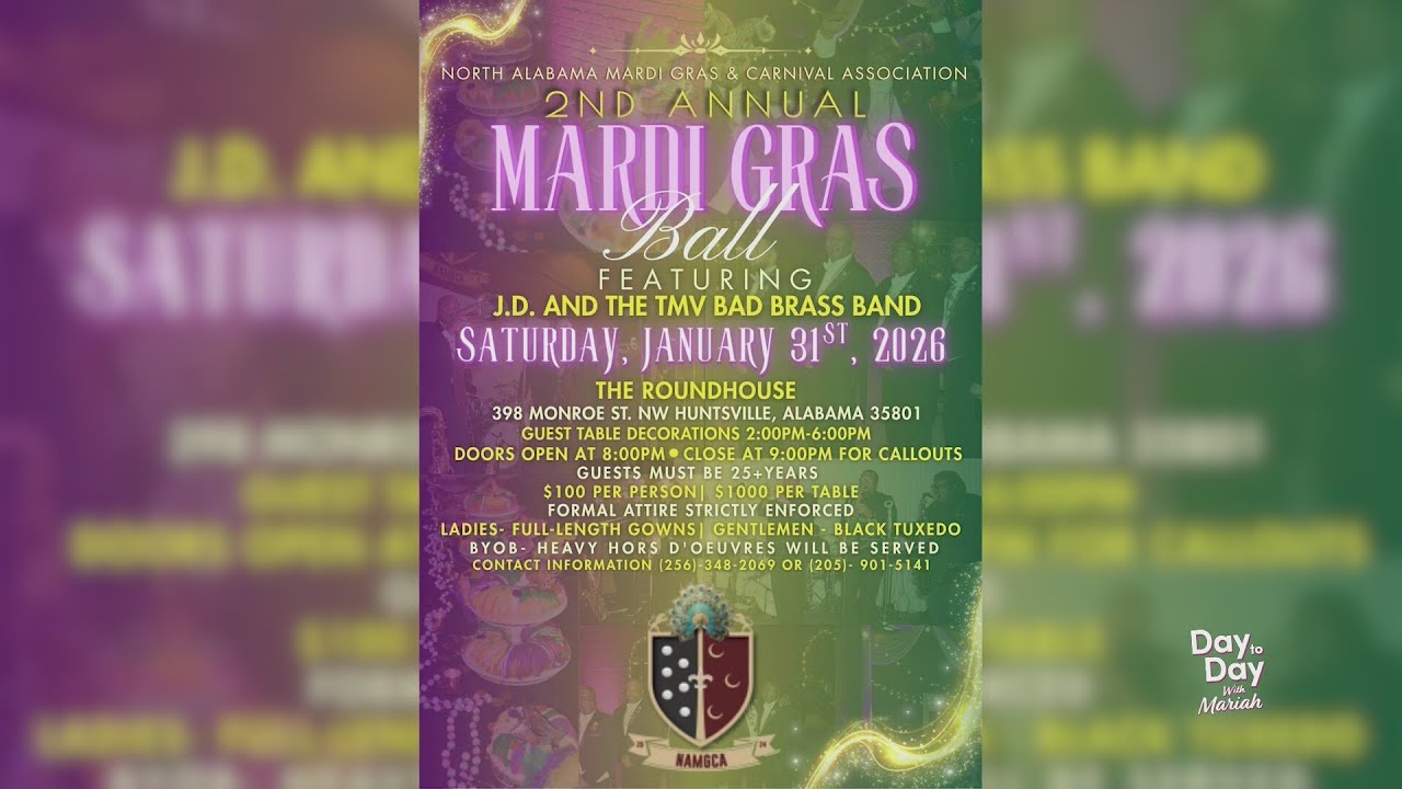 2nd Annual Mardi Gras Ball at The Roundhouse | January 30, 2026 | Day to Day with Mariah