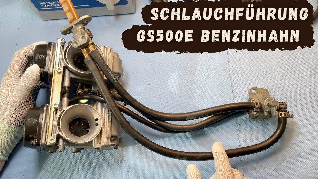 Schlauchführung am Benzinhahn der Suzuki GS500E, ausführlich erklärt vom Vergaseronkel
