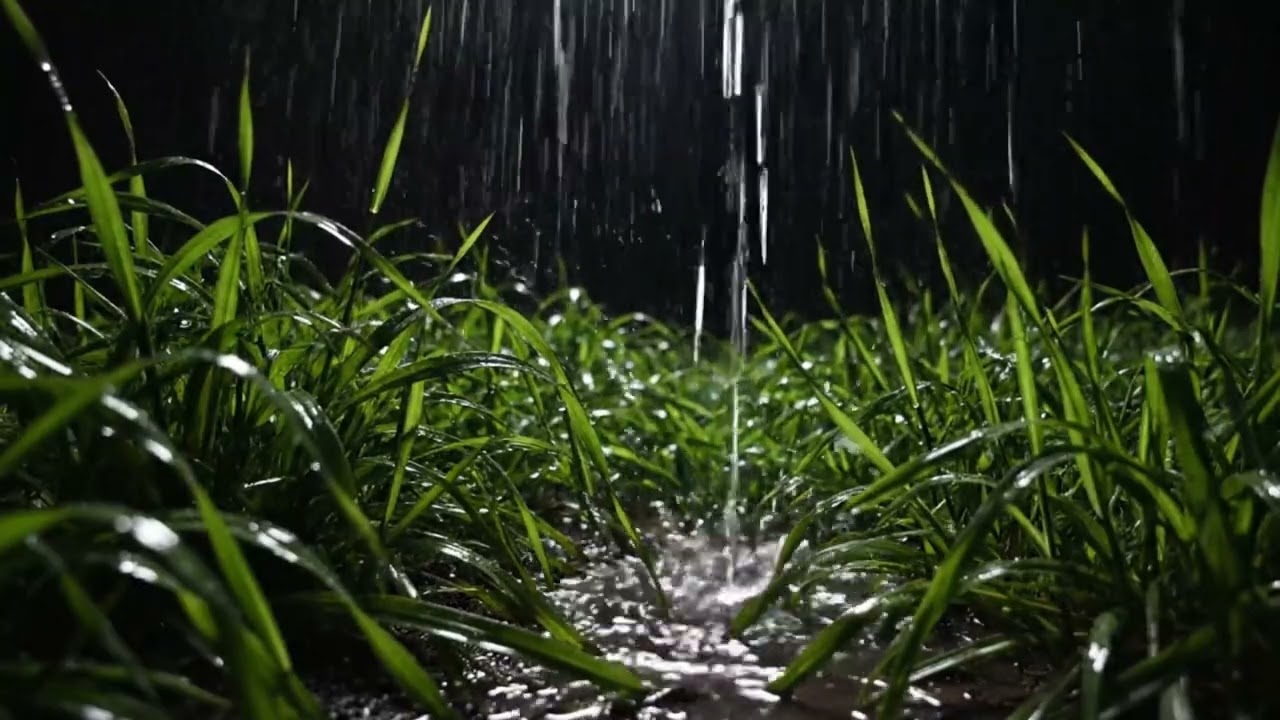 Heavy Rain on Grass at Night | Instant Sleep & Insomnia Relief | Rain Sounds for Sleeping