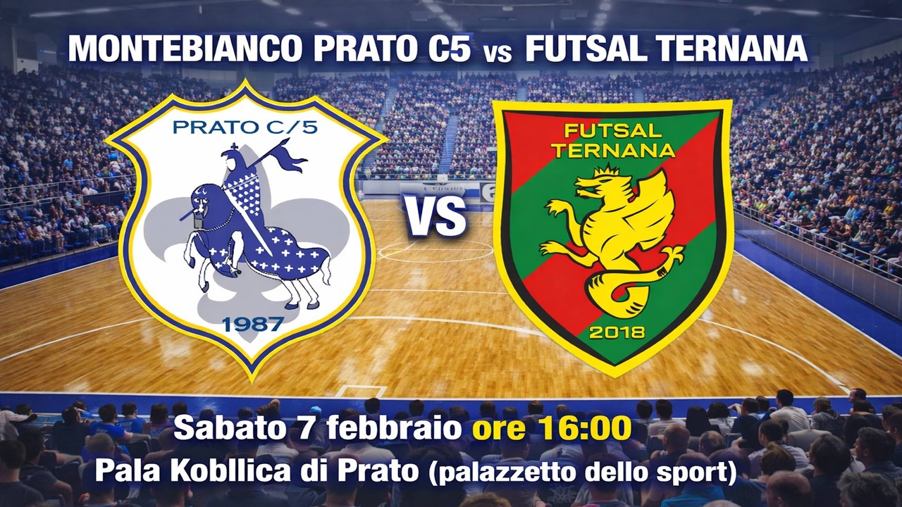 SERIE A2:   MONTEBIANCO PRATO C5 vs FUTSAL TERNANA (LIVE STREAMING)