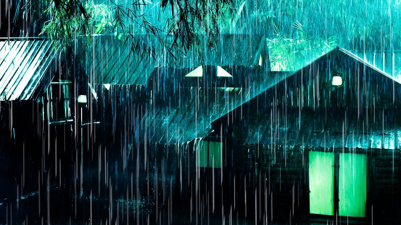 Instant Deep Sleep with Powerful Night Rain and Rolling Thunder