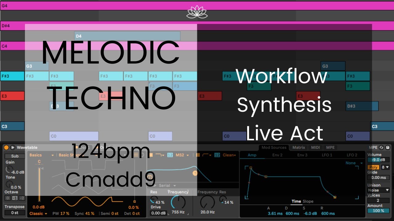 Melodic Techno | Ableton Live | Wavetable | Workflow & Live Act | 230721