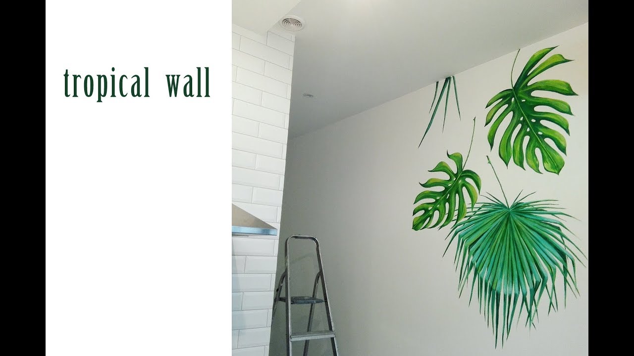 Tropical leaves/ Wall speed painting/Тропические листья. Роспись стены