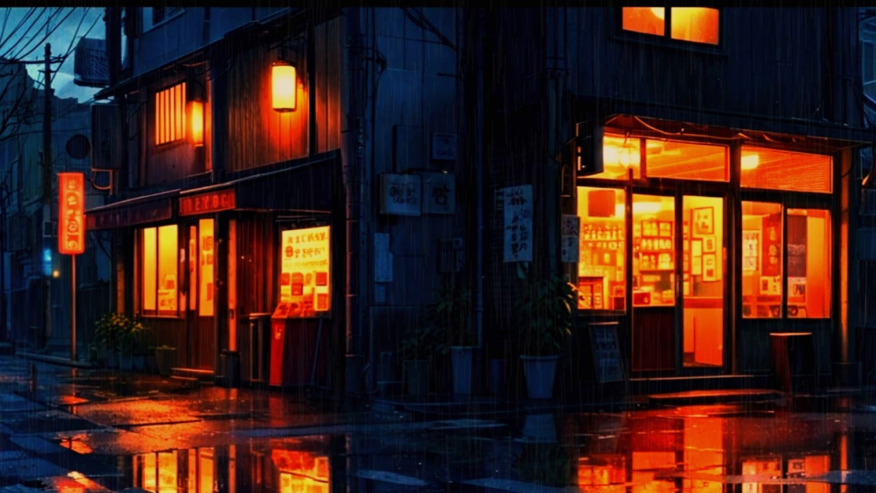 Rainy Night Street Glow Ambience 🌧️🌆 | Quiet Waiting, Warm Lights, Deep City Mood