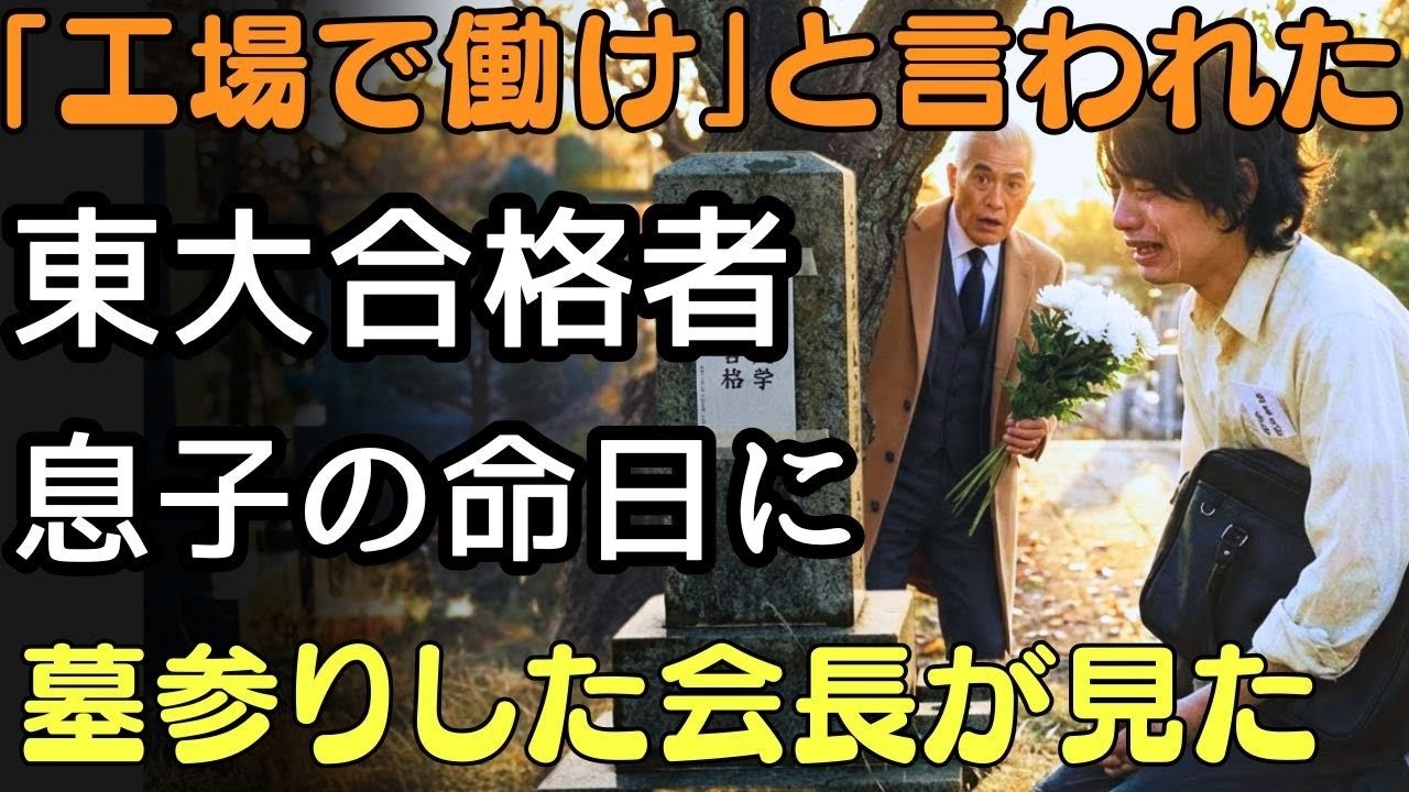「工場で働け」と言われた東大合格者、 息子の命日に墓参りした会長が見たのは、合格通知を握りしめ泣き崩れる孤児の少年だった。  人生の教訓