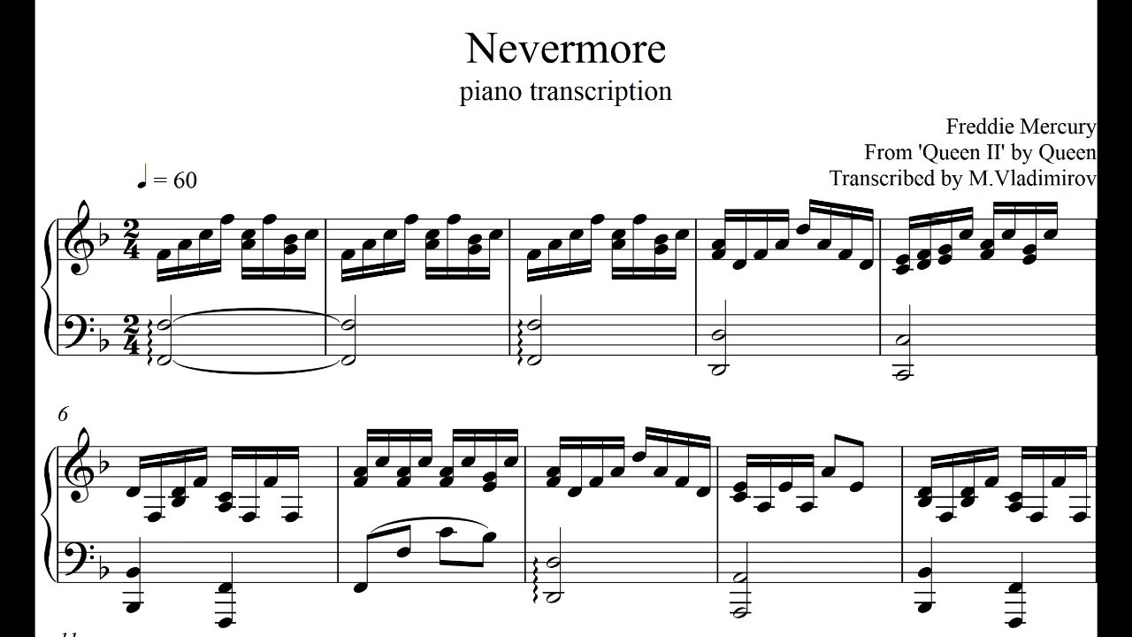 Queen - Nevermore [piano transcription]