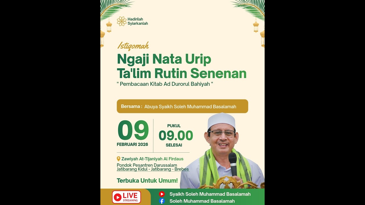 🔴LIVE NGAJI NATA URIP :: TA'LIM RUTIN SENENAN :: 9 FEBRUARI 2026 M
