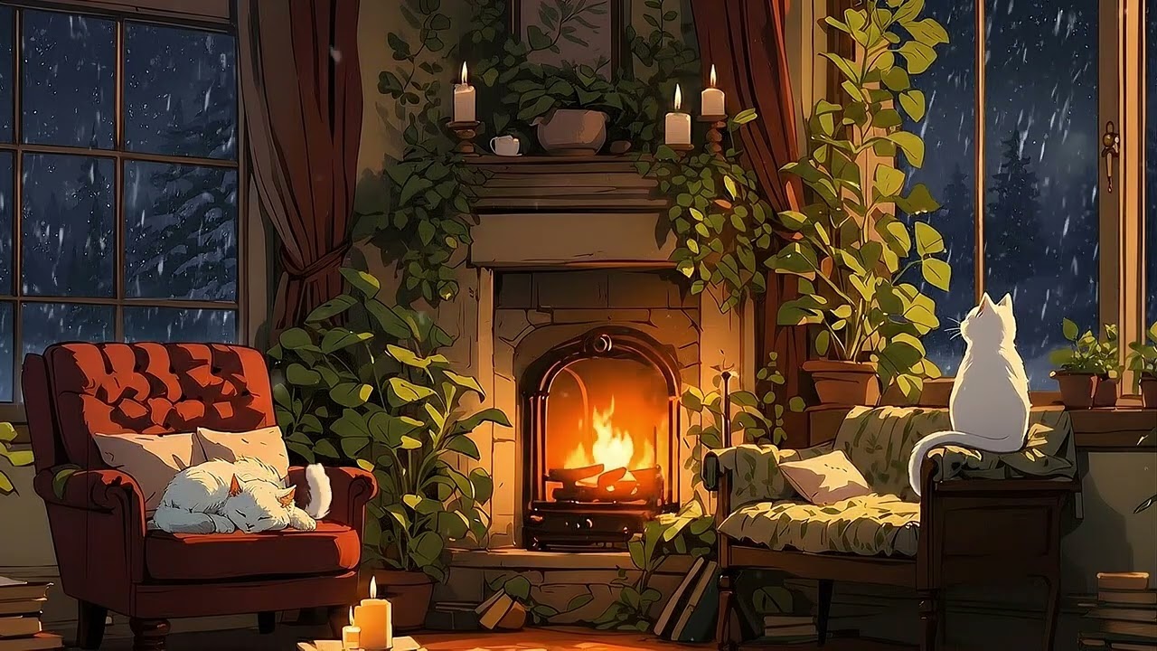 warm cozy night with distant 1930s oldies playing in another room | vintage music for unwind
