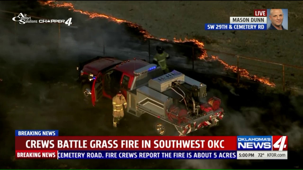 Firefighters battle 15-acre grass fire in northwest Oklahoma City