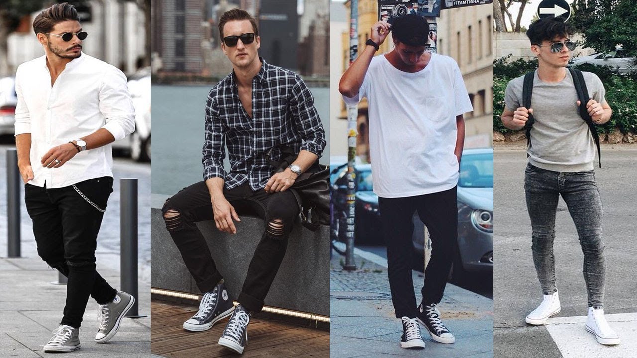 How To Style Converse | How To Wear High Top  Converse | Men's Trendy Outfits
