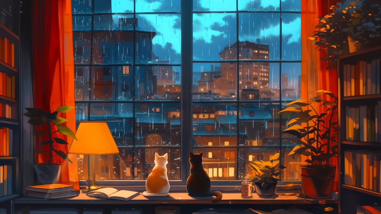 Lofi With My Cat || Winter Rain 🌧️❄️ lofi mix - lofi rain ☔🐈&zwj;⬛ Rainy Lofi vibes for a calm night