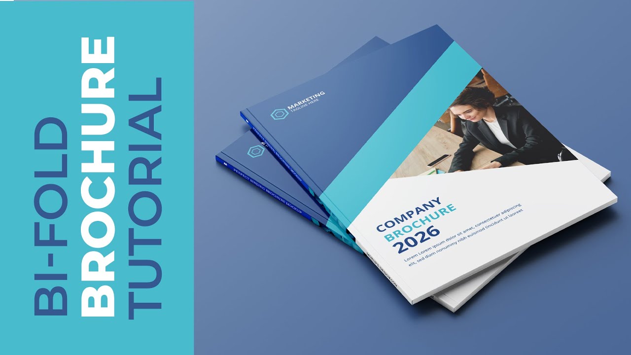 Modern Corporate Bi Fold Brochure Design in Illustrator 2026  Step by Step Tutorial