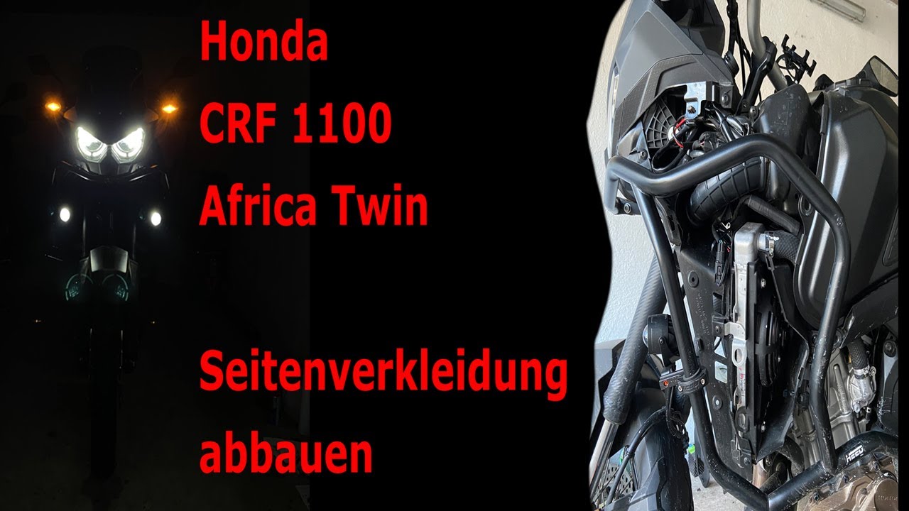 Honda CRF 1100 Africa Twin - Seitenverkleidung demontieren // Hisider Satellite LED Ablendlicht