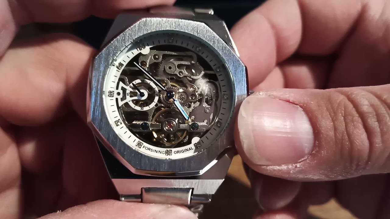 FORSINING HF8202 SKELETONIZED OCTAGONAL ROYAL BALANCE WHEEL SUBSECOND CHEAP AUTOMATIC WATCH UNBOXING