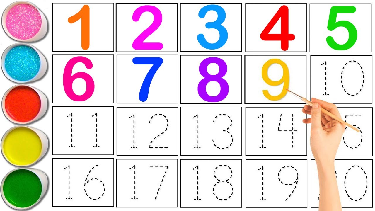 123456789 Counting - Write & Read Numbers 1 to 20 For Kids - Learning Numbers & Colors