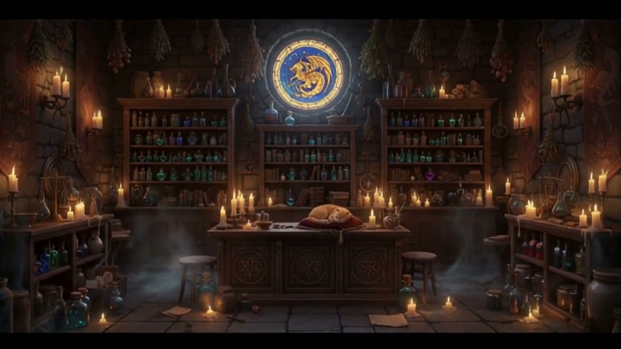 Cozy Fantasy Apothecary at Night 🧪🕯️ | 12 Hours Fantasy Ambience