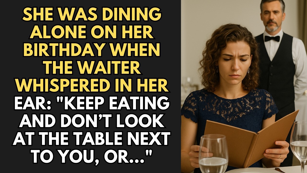 She Was Dining Alone On Her Birthday When The Waiter Whispered In Her Ear: “Keep Eating And...