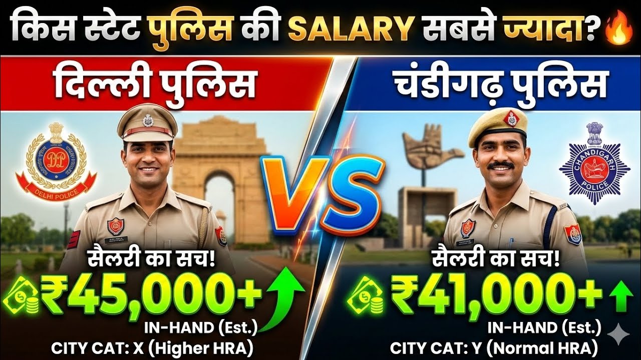 Delhi Police VS Chandigarh Police🚨Salary,Police Constable2026,Chandigarh Police Pay Scale,#policejob