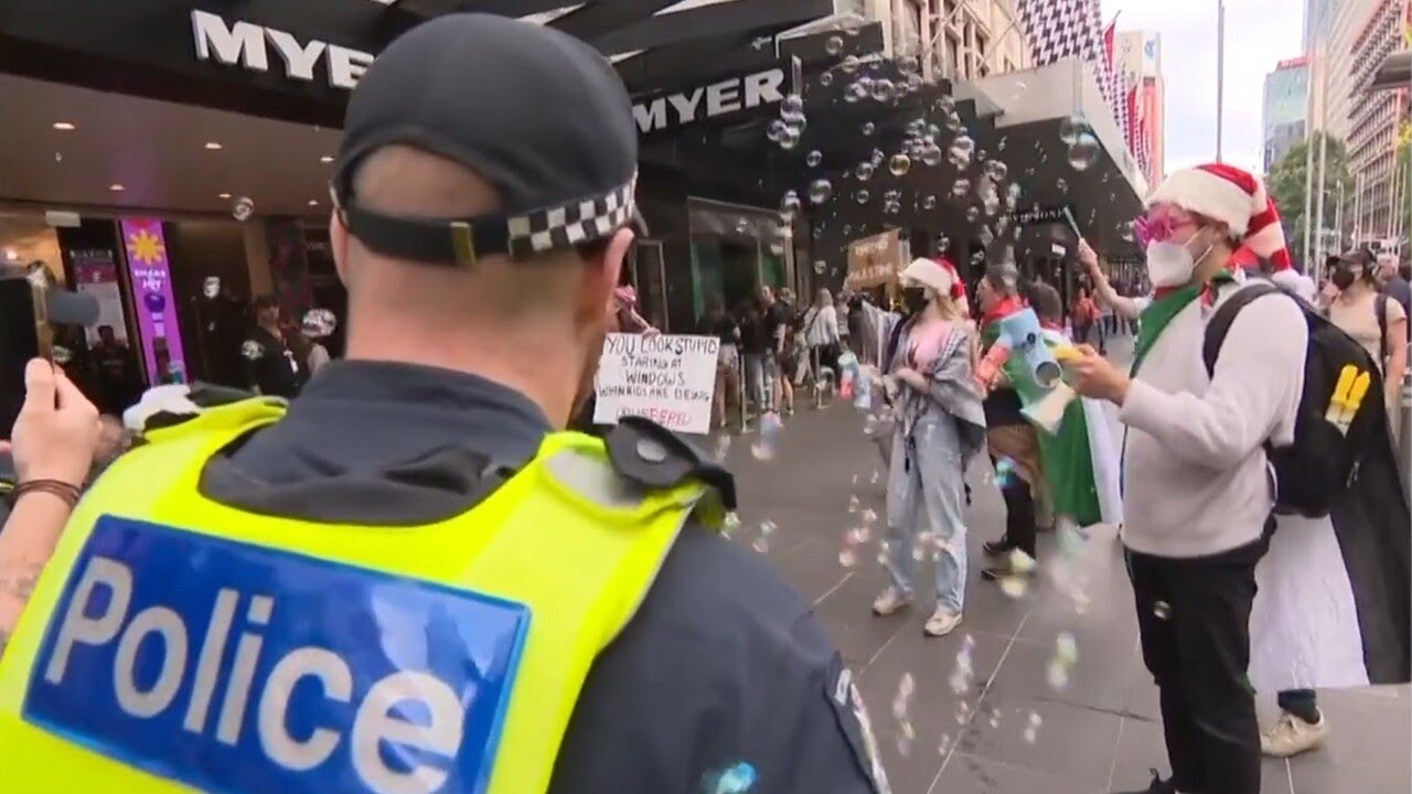 ‘Disgraceful’ pro-Palestine protesters slammed after crashing opening of Myer’s Christmas Windows
