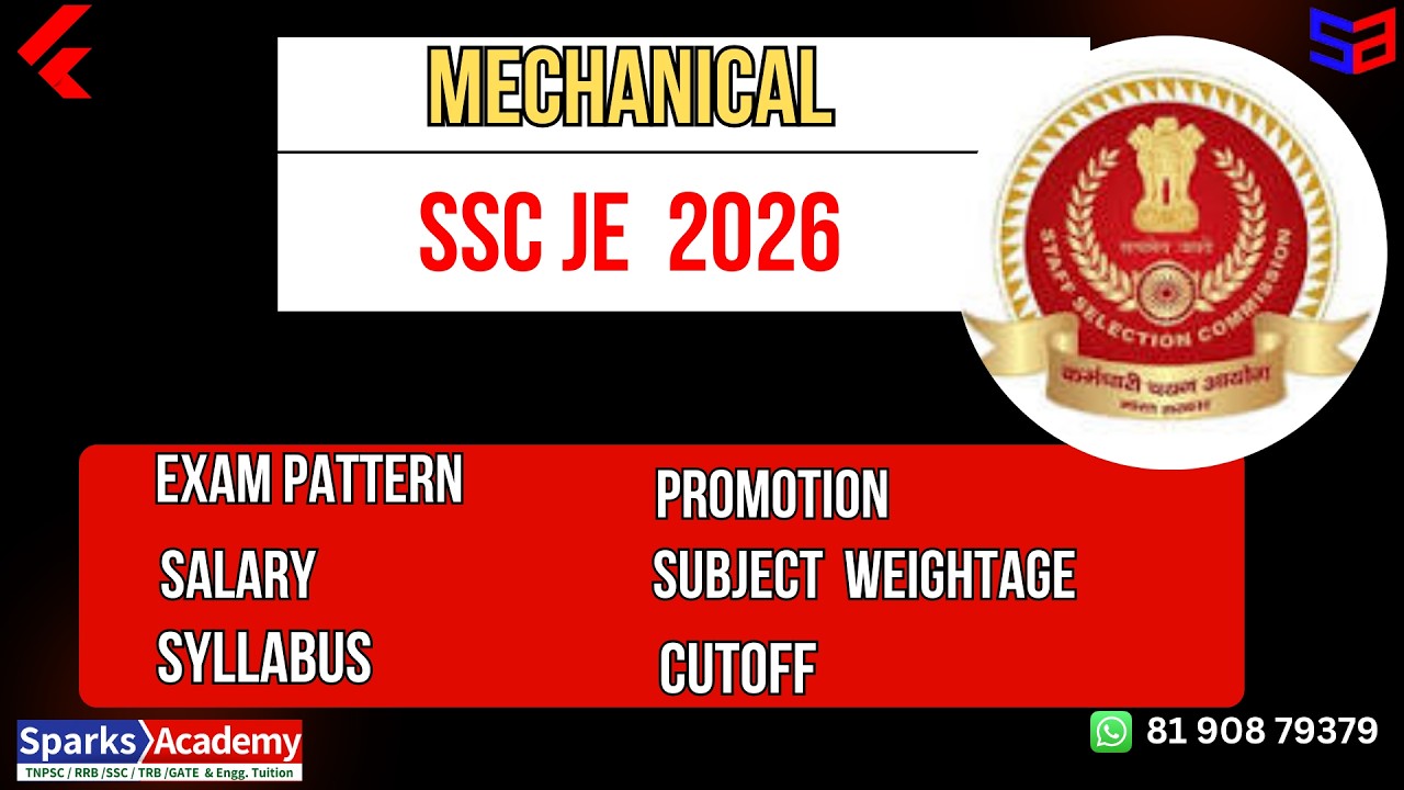 🔥 SSC JE 2026 – Mechanical Engineering | Exam Pattern | Syllabus | Salary | Cutoff🔥 - Sparks Academy
