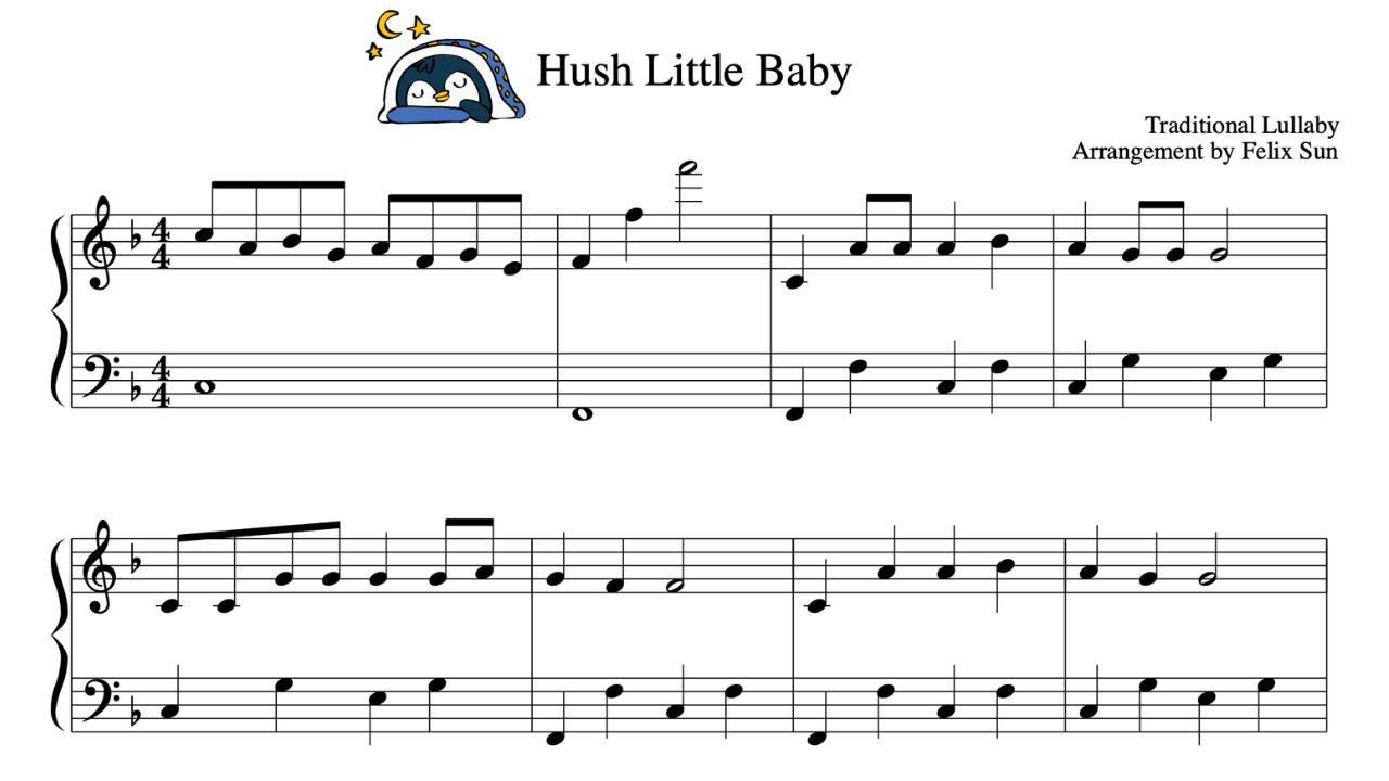 Hush Little Baby (Traditional Lullaby) - Piano Sheet Music | Beautiful Easy Arrangement