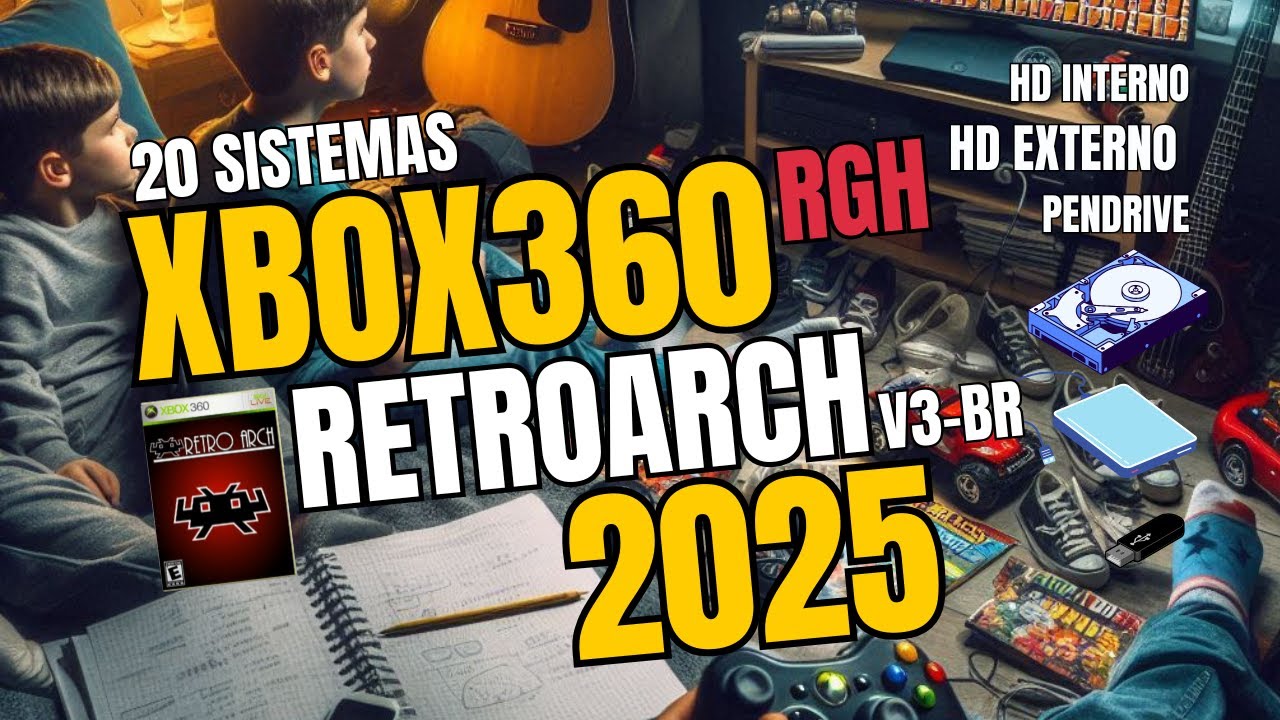 Retroarch Xbox360 RGH 2025 - 20 Sistemas - Emulador V.3 - BR