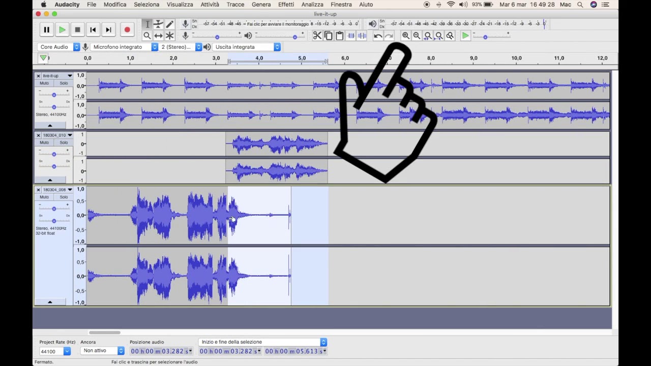 Montaggio audio con Audacity