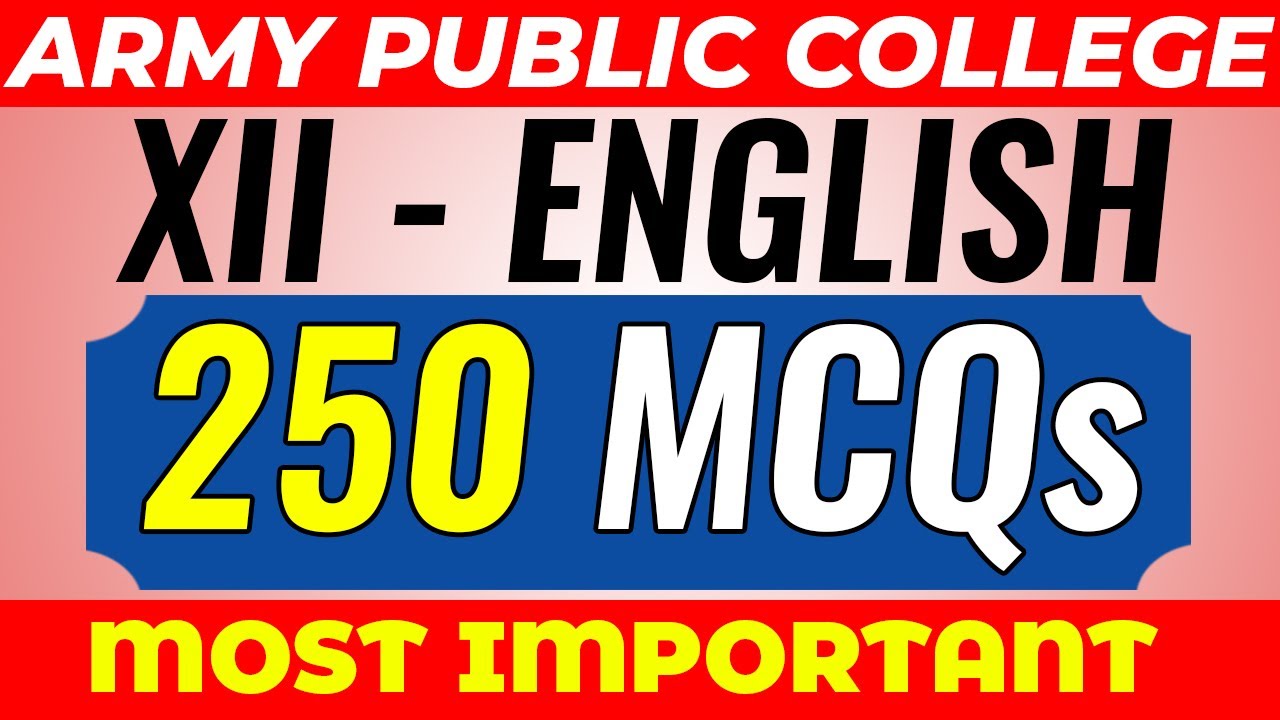 XII-English 250 MCQs (Most Important)