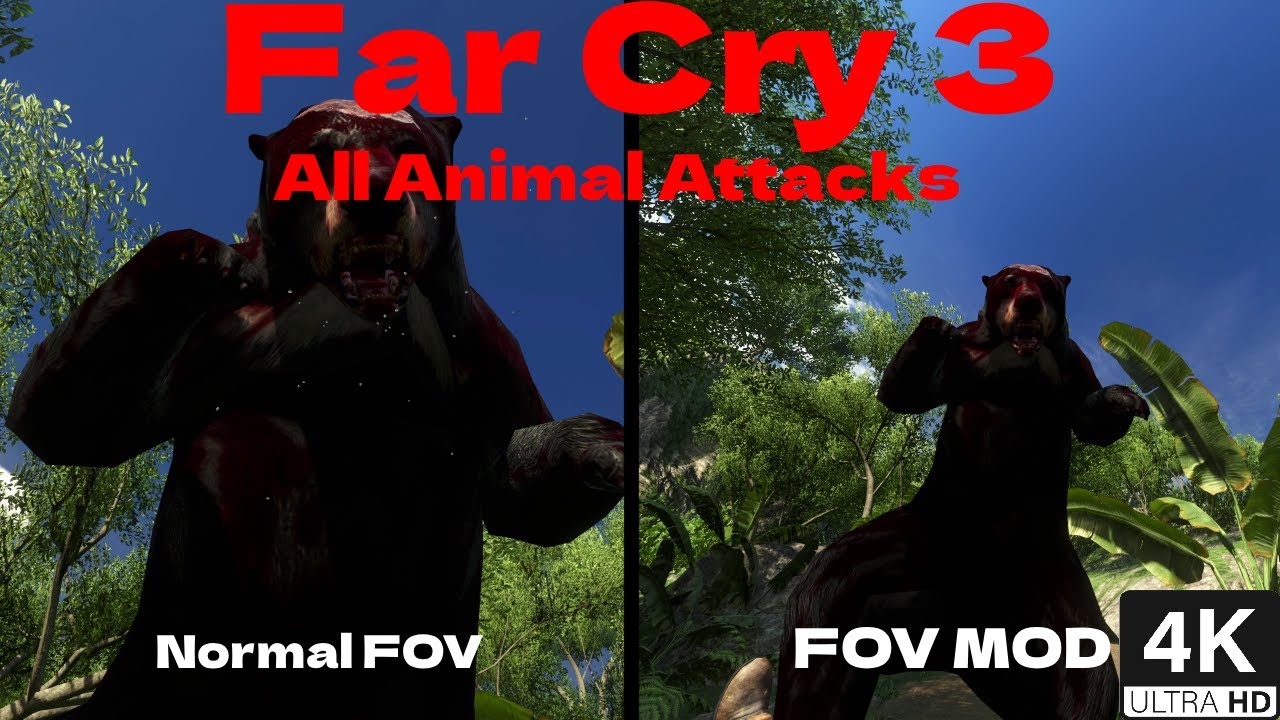 Far Cry 3 - All Animal Attacks 4K + FOV MOD
