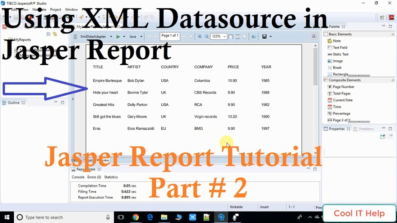 Using XML Data sources in Jasper Report | Jasper soft Studio