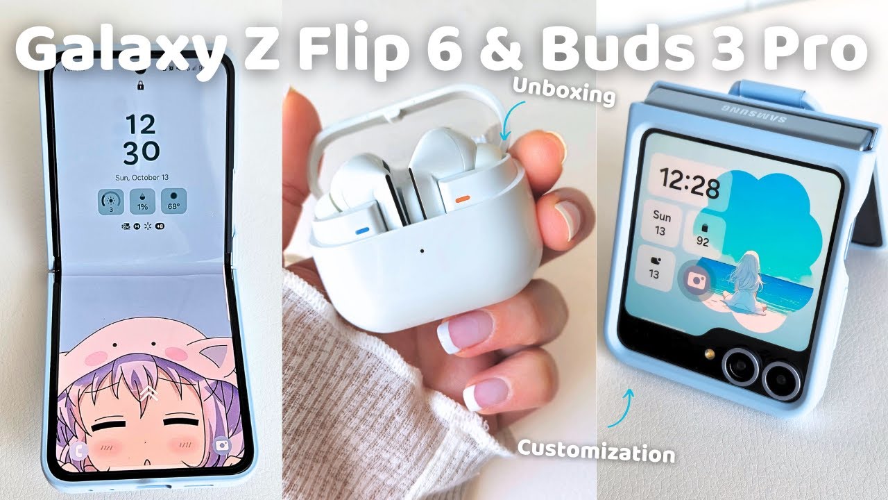 ✨️ Galaxy Z Flip6 ✨️ Aesthetic Customization 📱🩵 & Buds 3 Pro Unboxing 🎧📦 (ASMR)