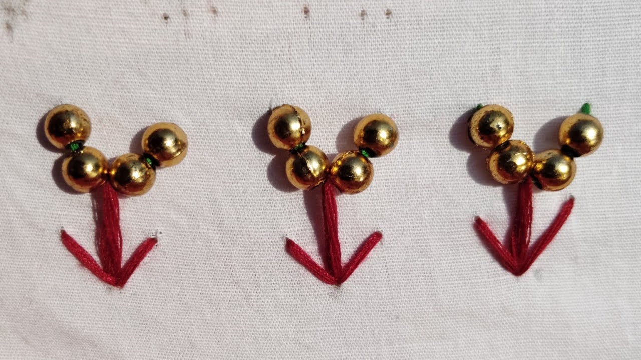 Easy new trick with pearls flowers embroidery design#embroidery 