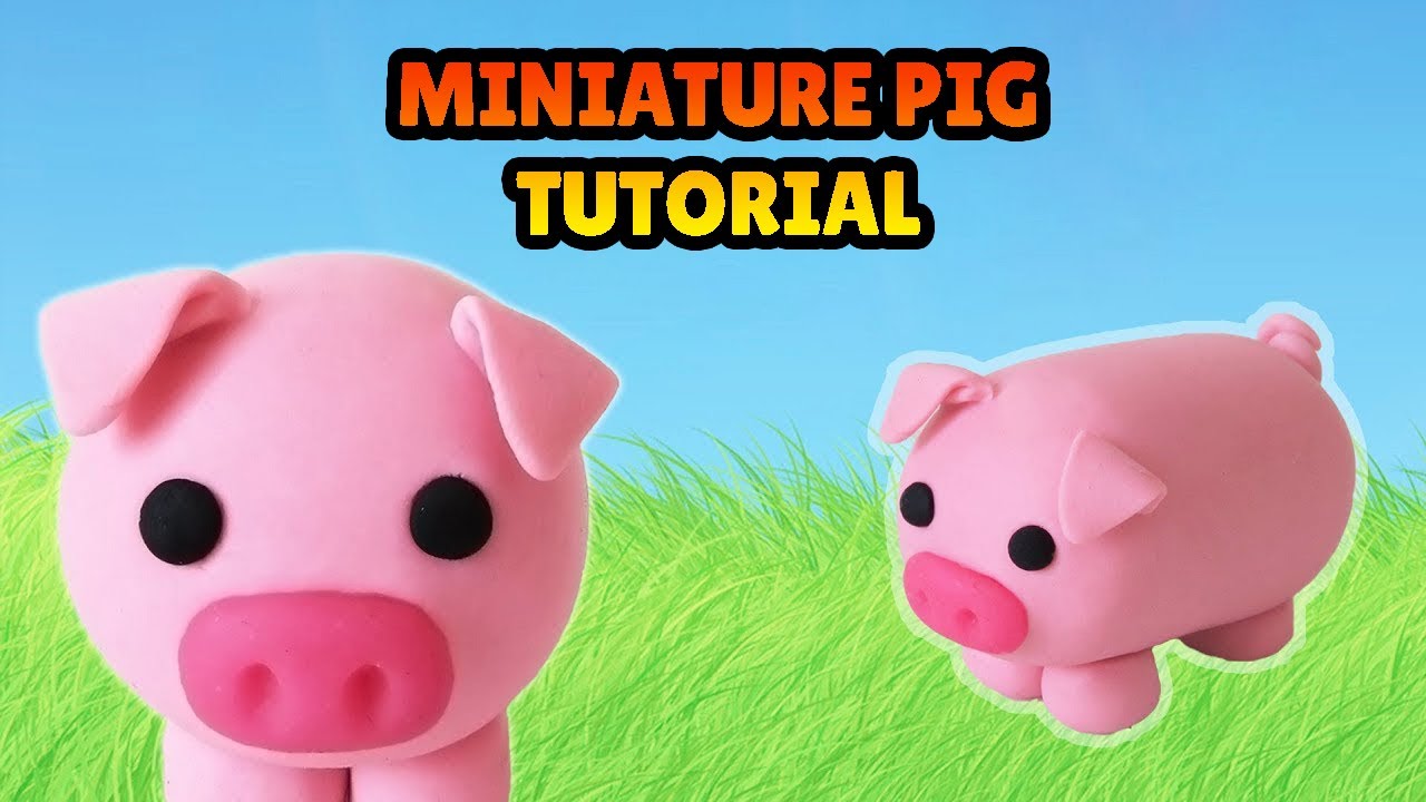 🔴 DIY How to Make MINIATURE PIG - Polymer Clay, Fondant, plastilina, play doh tutorial