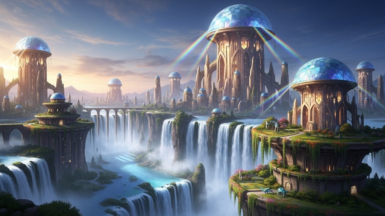 Crystal Shores of Elaria &ndash; A 4K Voyage Through Floating Crystal Islands & Twin Suns