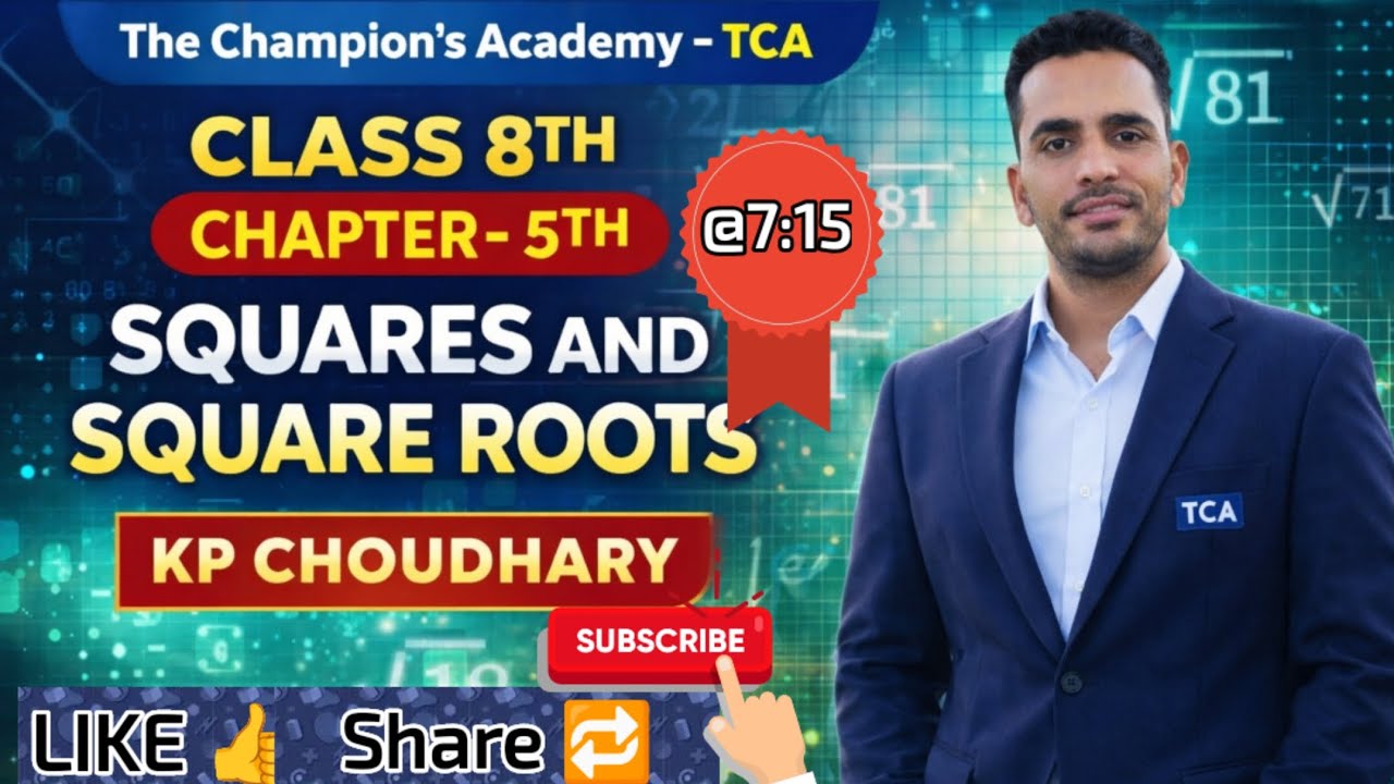 CLASS 8TH|CHAPTER -5TH| SQUARES AND SQUARE ROOTS| EXERCISE 5.2 || MOST IMPORTANT QUESTIONS |#TCA 🔥🔥🔥