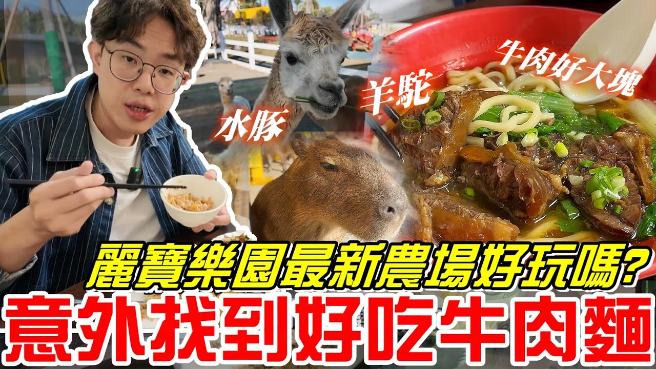 台中后里美食-意外找到一家好吃的牛肉麵~麗寶樂園199元試營運好玩嘛!?（美樂地親子農場）《牛舌吃好料 EP 563》