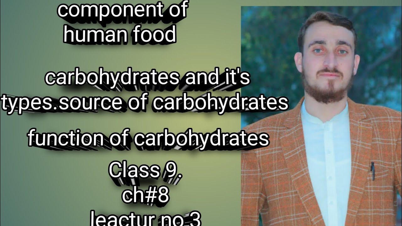 components of human food.carbohydrates.types and it's function.class 9 . leactur no 3 . study with
