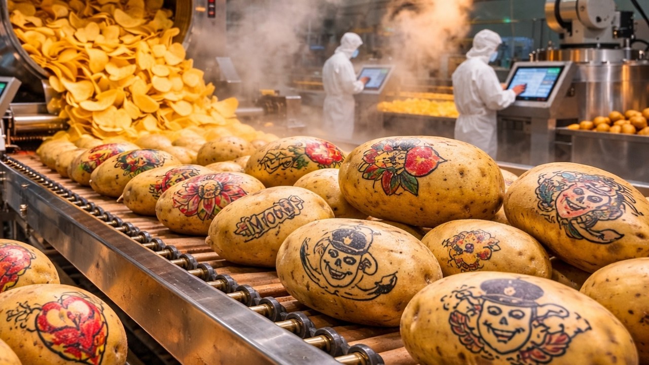 Inside a Modern Pringles Factory  From Whole Potatoes to Stacked Potato Chips (Factory Process)
