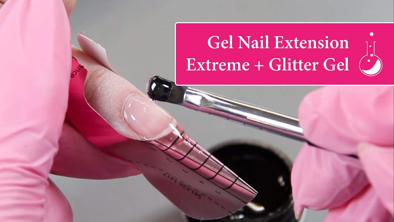 Oval Gel Nail Extension using Extreme Gel from the Lexy Line & Tiny Diamond Glitter Gel