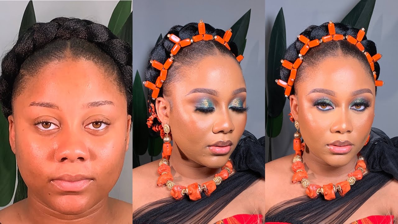 BRIDAL MAKEUP TUTORIAL/ NIGERIAN TRADITION MAKEUP/ Makeup transformation