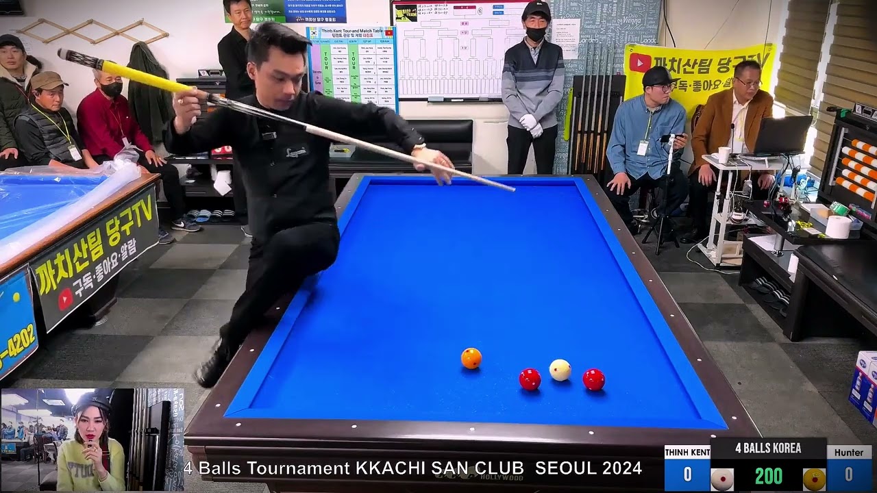 THINH KENT vs HUNTER - 200 points - Kkachi San club Seoul - SEOUL 4 balls Korea Tournament 2024