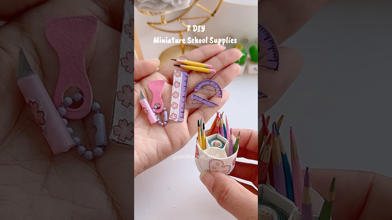 7 DIY Miniature School Supplies ✨😍 #shorts #art #diy #craft #youtubeshorts